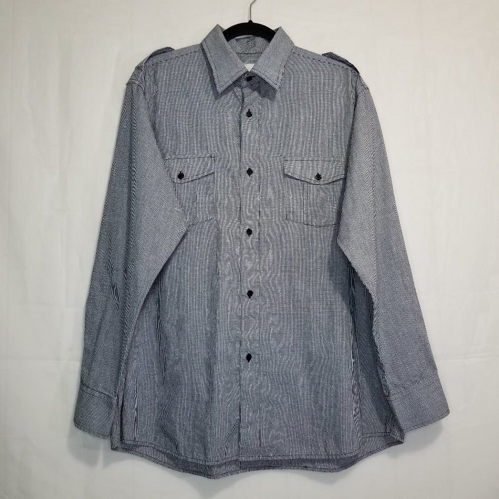 Reputation 92 button down shirt black white size XL mini houndstooth long sleeve